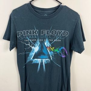 Pink Floyd dark side of the moon band tee liquid blue adult size small faded